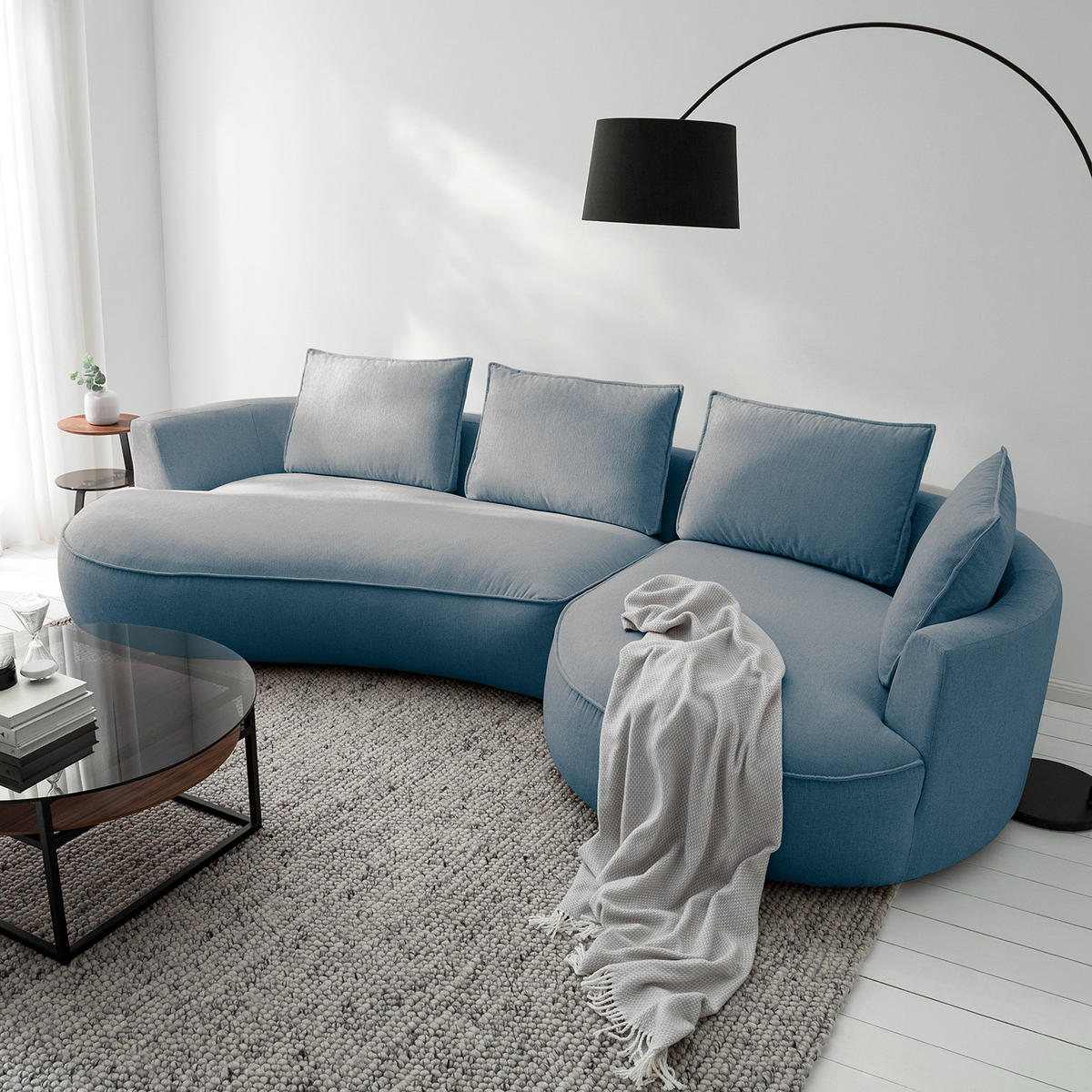 BIGSOFA - Blau, Kunststoff/Textil (322/82/154cm) - home24