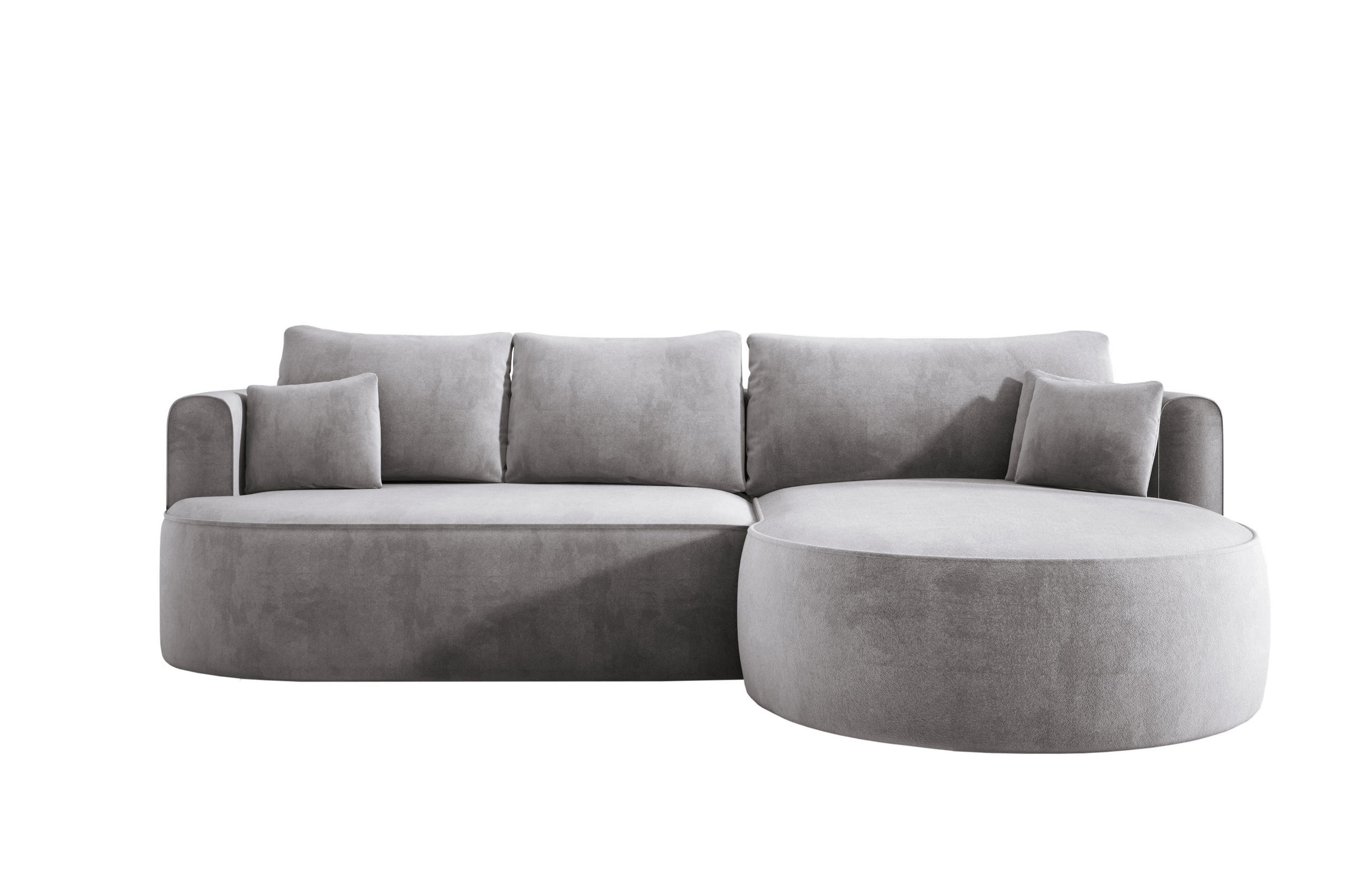ECKSOFA FIORE L-förm Moderne Ausziehbare Schlaf-Funktion, automatischer Auffaltung, lose Rückenkissen freistehend RECHTS 284x183x82cm Grey - Grau, Holz/Textil (284/183cm) - DomoHome