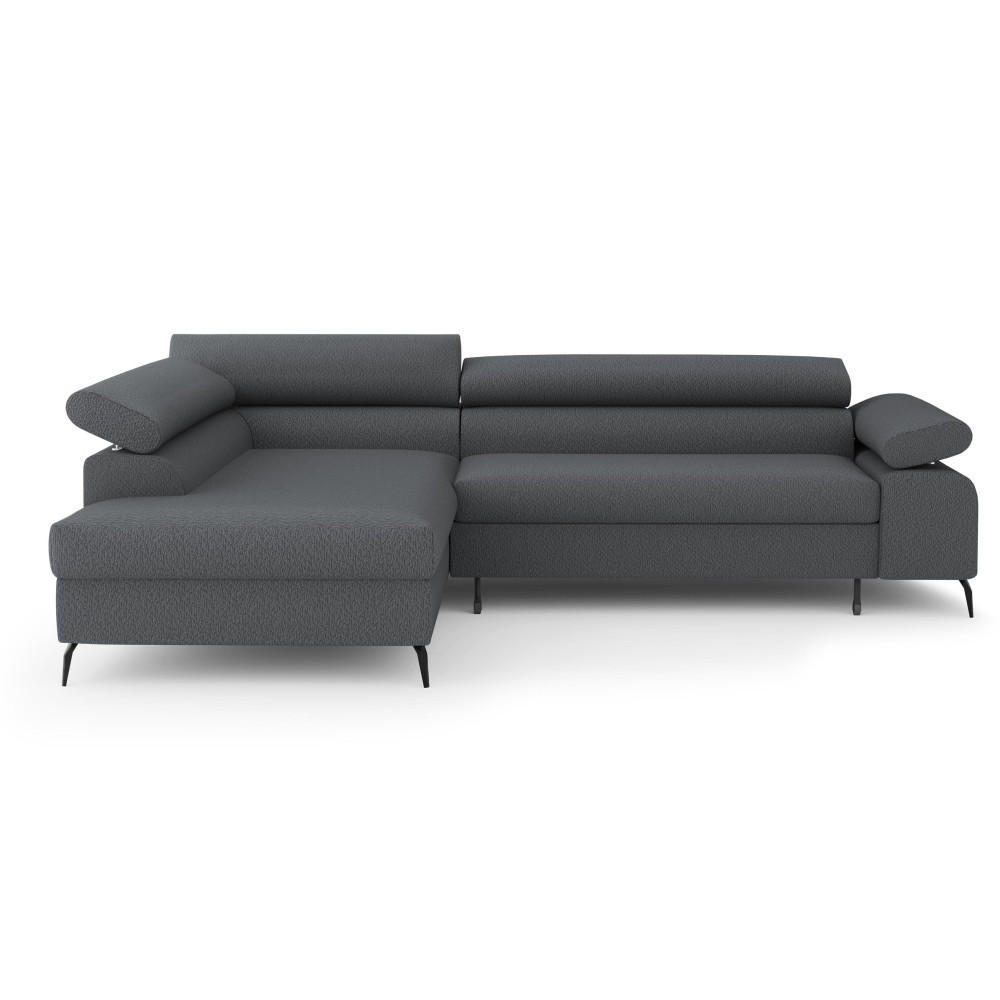 ECKSCHLAFSOFA Mellow mit Bettkasten, Dunkelgrau, links - Dunkelgrau/Schwarz, Textil (270/205cm) - Beautysofa