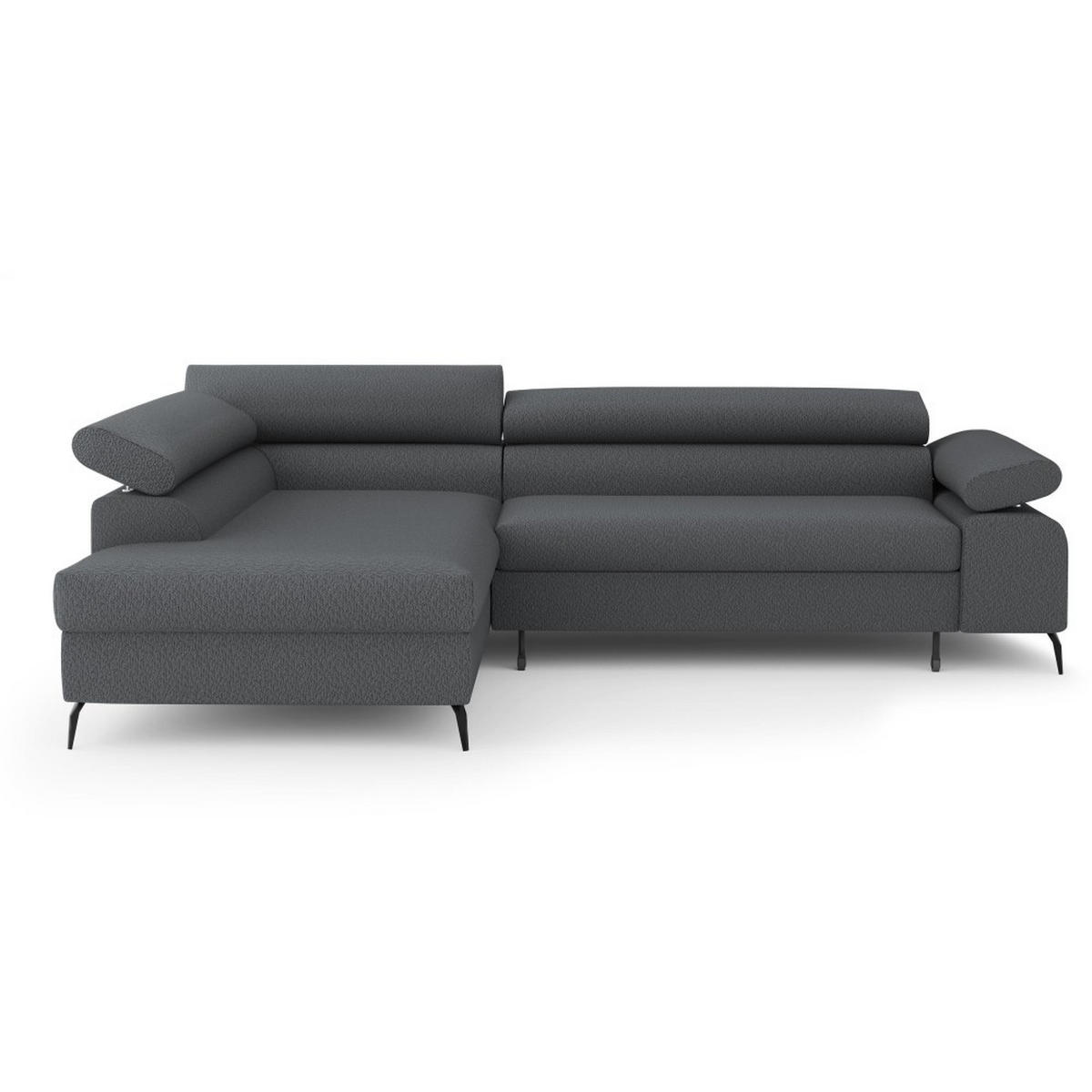 ECKSCHLAFSOFA Mellow mit Bettkasten, Dunkelgrau, links - Dunkelgrau/Schwarz, Textil (270/205cm) - Beautysofa