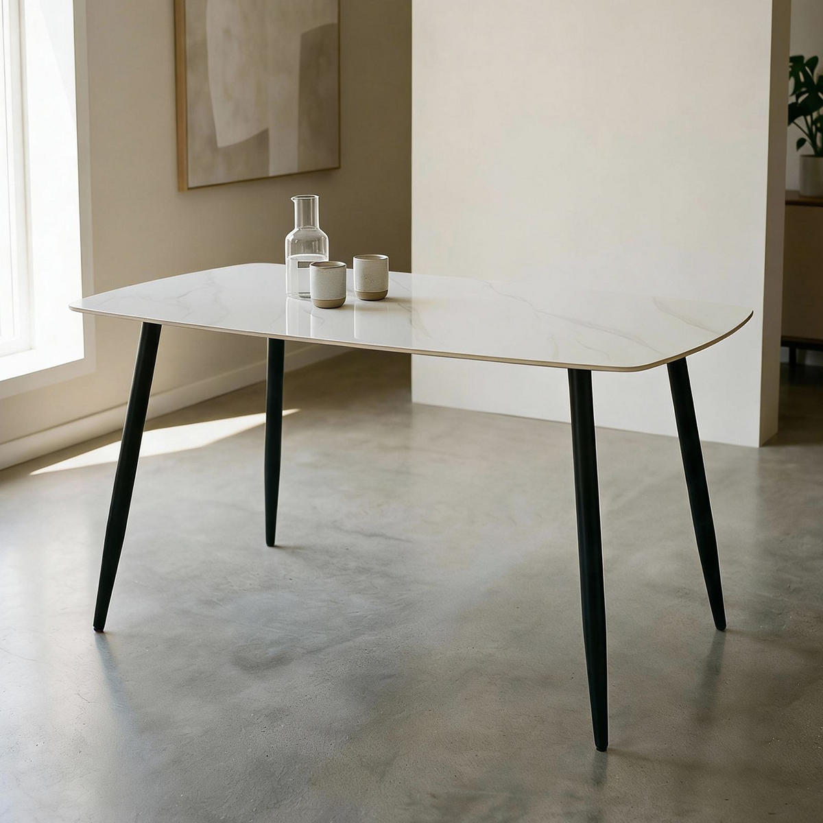 ESSTISCH MORA weiß/schwarz - Schwarz/Weiß, Metall (80/140/76cm) - IDIMEX