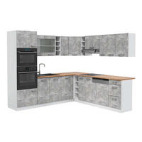 ECKKÜCHE R-Line Beton/Weiß 237 x 247 cm, AP Eiche - Schieferfarben/Weiß, Holzwerkstoff (247/81.6/60cm) - Vicco