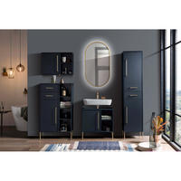 BADMÖBEL-SET 5-TLG. Kella-80 - Blau, Holzwerkstoff (203/200/33cm) - Lomado