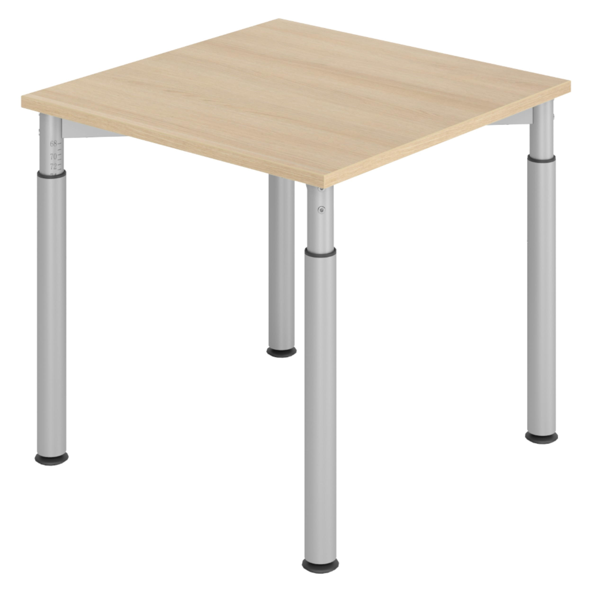 SCHREIBTISCH Serie-Y 80/80/74 cm in Eichefarben/Silberfarben - Eichefarben/Silberfarben, Holzwerkstoff (80/80/74cm) - bümö