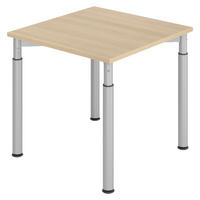 SCHREIBTISCH Serie-Y 80/80/74 cm in Eichefarben/Silberfarben - Eichefarben/Silberfarben, Holzwerkstoff (80/80/74cm) - bümö