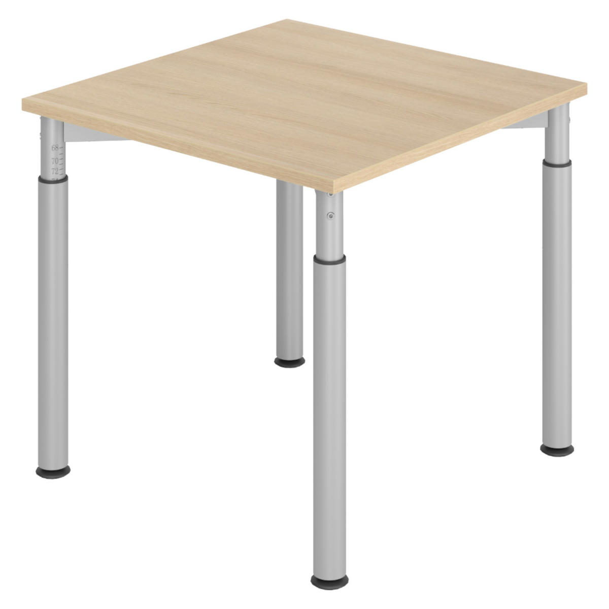 SCHREIBTISCH Serie-Y 80/80/74 cm in Eichefarben/Silberfarben - Eichefarben/Silberfarben, Holzwerkstoff (80/80/74cm) - bümö