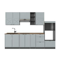 KÜCHENZEILE Fame-Line Hellblau-grau/Anthrazit 280 cm, AP Eiche - Anthrazit/Blaugrau, Holzwerkstoff (280/81.6/60cm) - Vicco