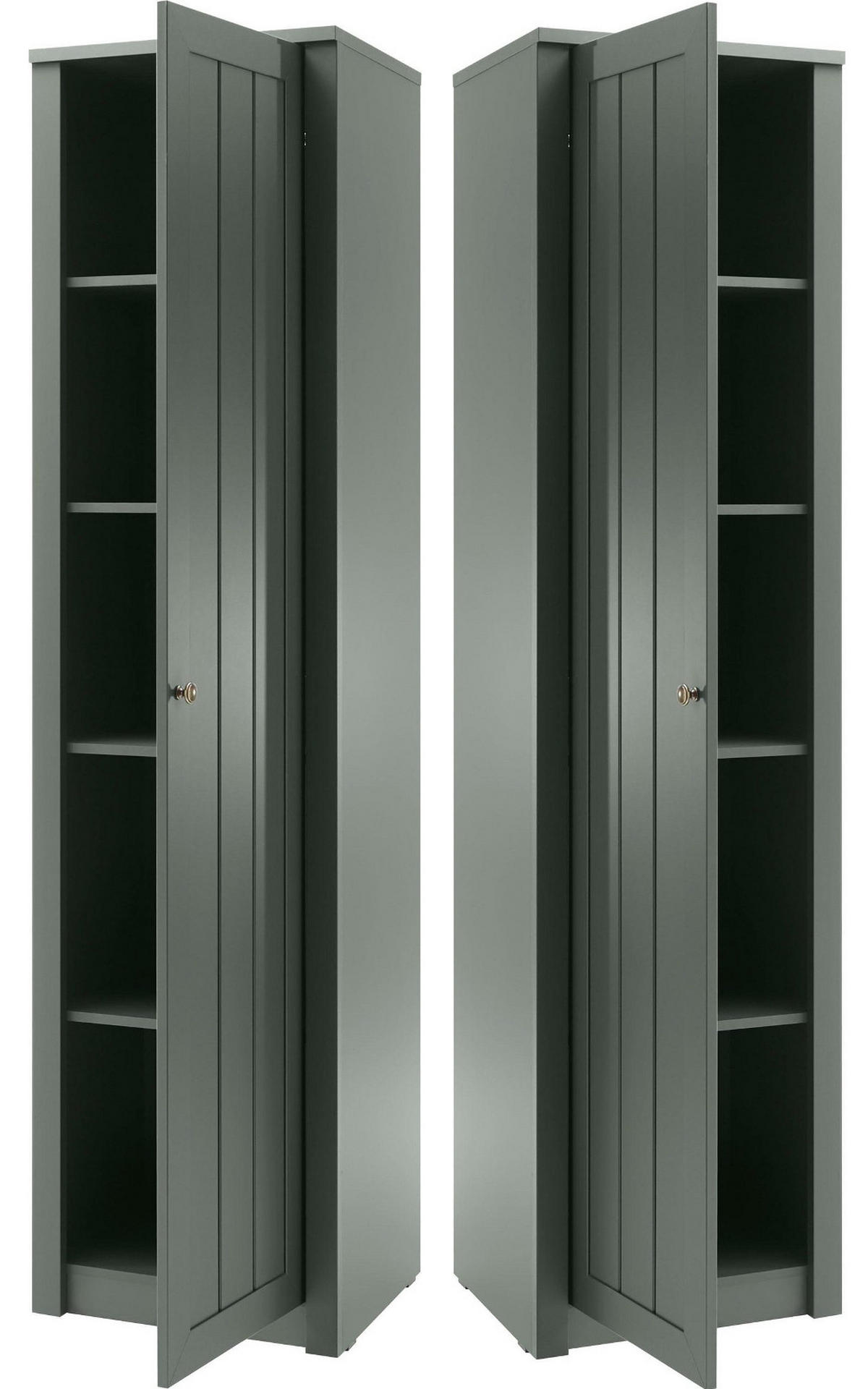 WOHNWAND grün Landhaus, Wohnkombination 4-teilig 270 x 198 cm - Chromfarben/Schwarz, Glas/Holzwerkstoff (270/198/43cm) - Furn.Design