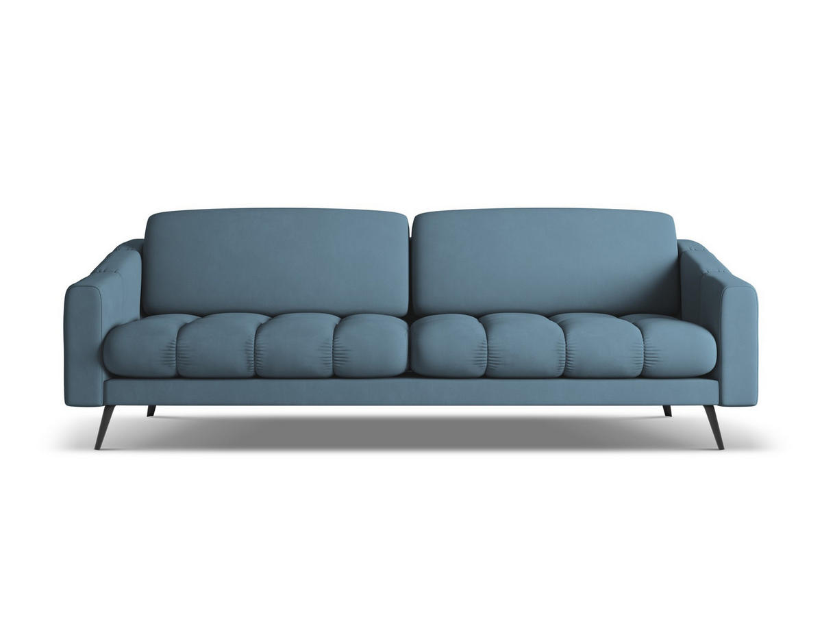 4-SITZER-SOFA Chenille Stoff Blau - Blau/Blaugrau, Textil/Metall (238/80/95cm) - Makamii