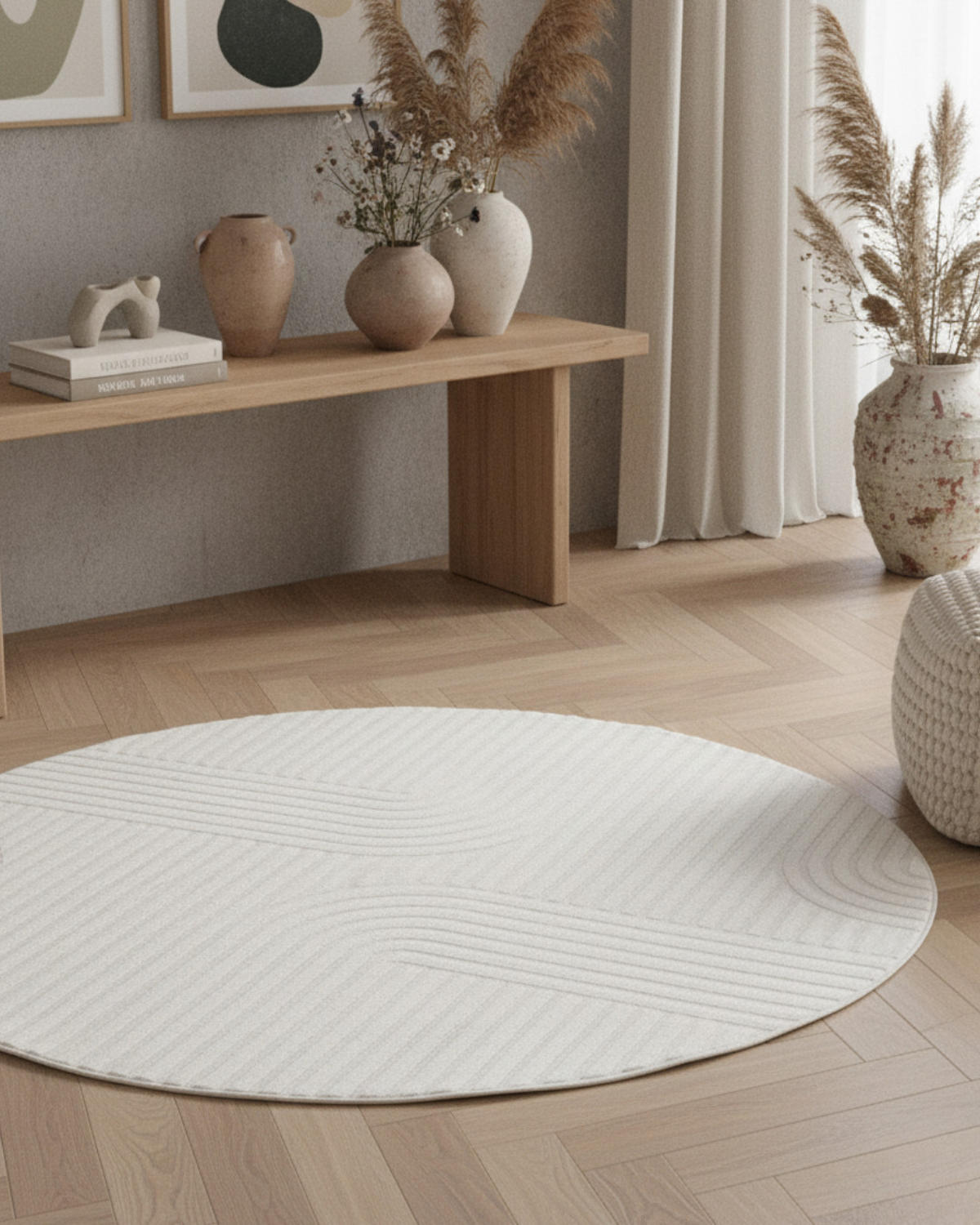 TEPPICH HYGGE Creme, rund 200/200 cm - Creme, Textil (200/200cm) - Tapiso