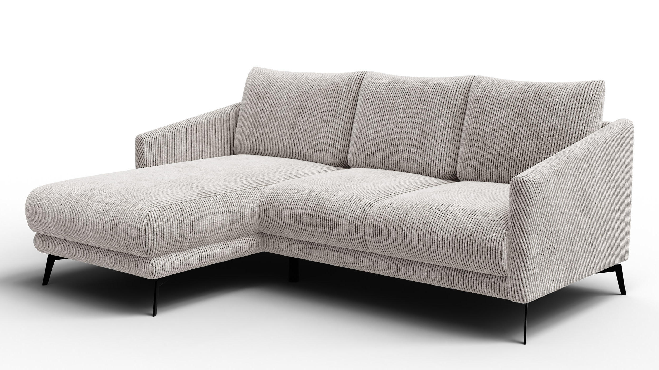 ECKSOFA VILT 3-Sitzer, perlweiß - Schwarz/Weiß, Holzwerkstoff/Textil (221/156cm) - Courtois Laville