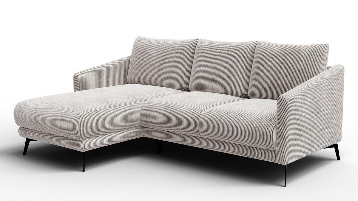 ECKSOFA VILT 3-Sitzer, perlweiß - Schwarz/Weiß, Holzwerkstoff/Textil (221/156cm) - Courtois Laville