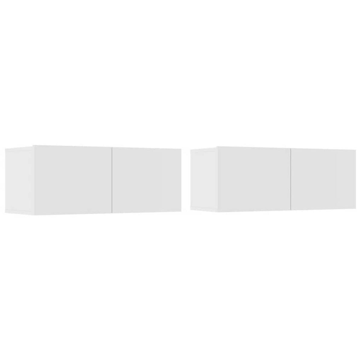 LOWBOARD 2 Stk. mit 2 Fächern 80/30/30 cm aus Holzwerkstoff in Weiß - Weiß, Holz (80/30/30cm) - vidaXL