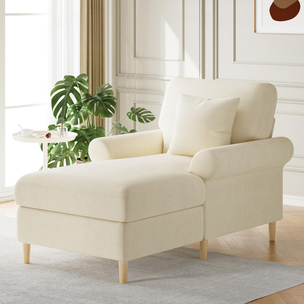 SCHLAFSESSEL 133/87/90 cm mit Liegefläche 87/133 cm, manuell verstellbar - Beige, Textil (87/90/133cm) - BEAOK