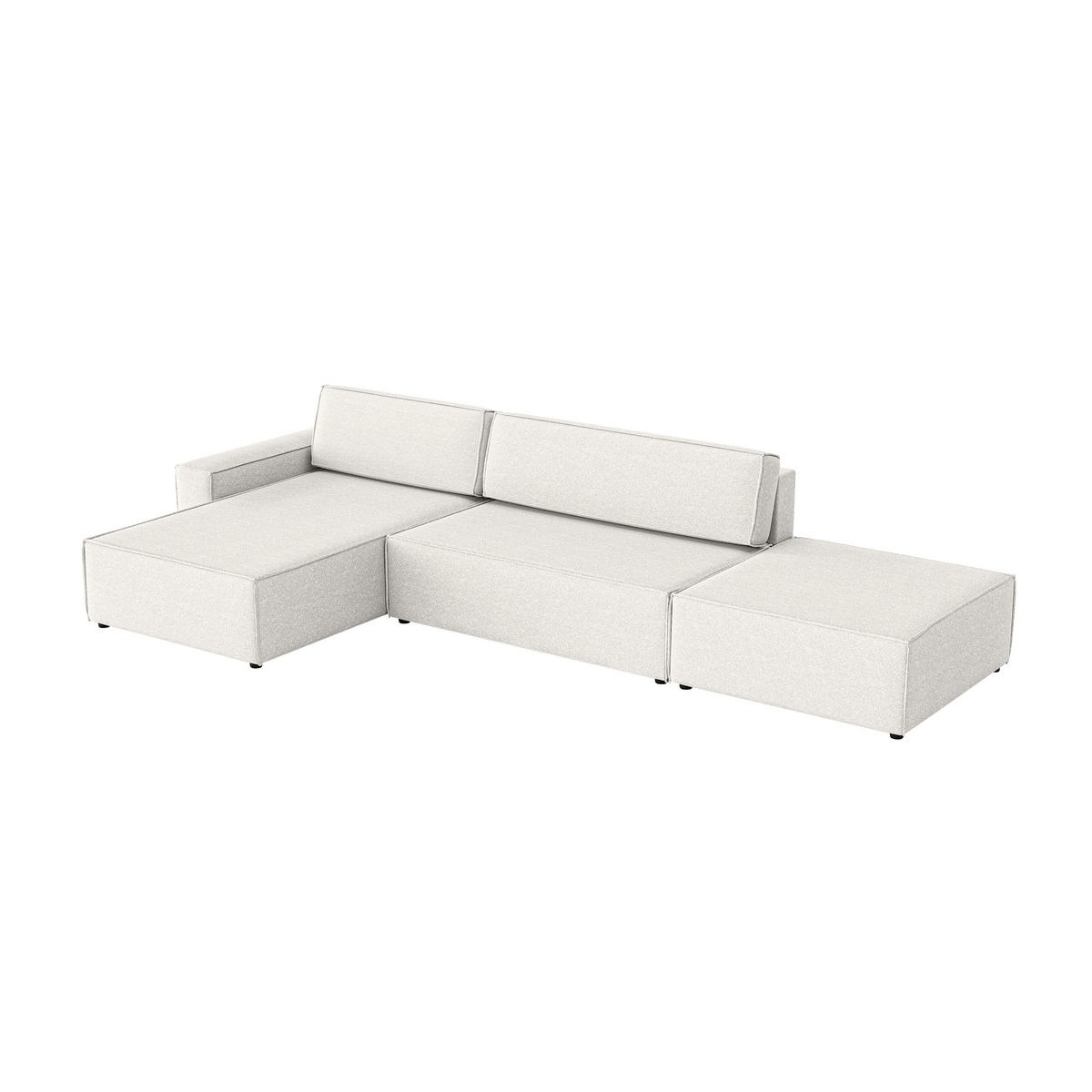 ECKSOFA Lummo La mit Schlaffunktion, Cremeweiß - Weiß, Textil (363/185cm) - Fedve