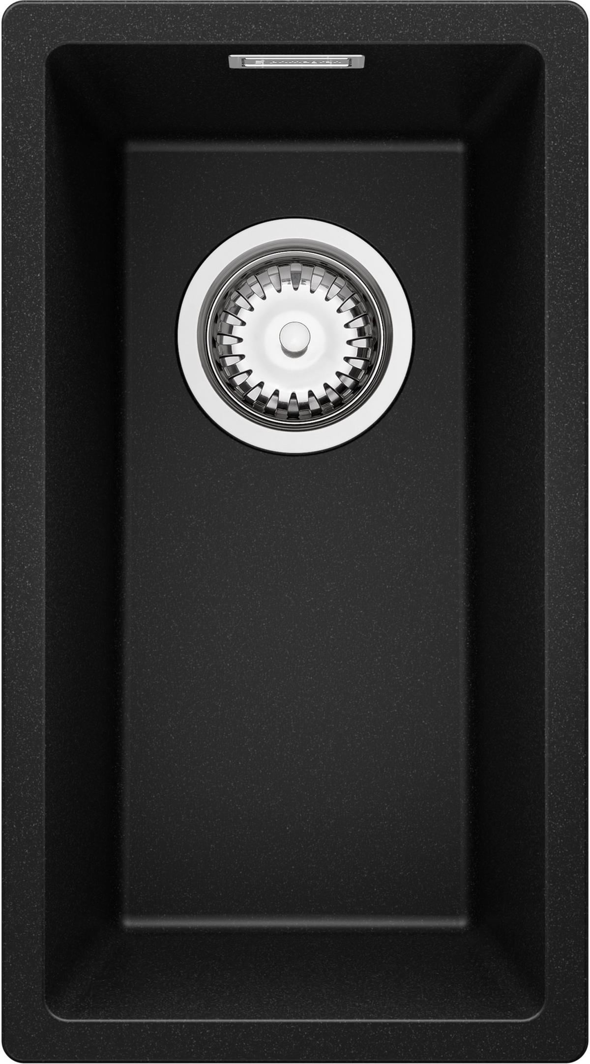 UNTERBAUSPÜLE GRANIT London, 2-er set Schwarz 26/47 cm 1 Becken + Ablauf-Set ab 30er Unterschrank - Chromfarben/Schwarz, Kunststoff (26/20/47cm) - Primagran