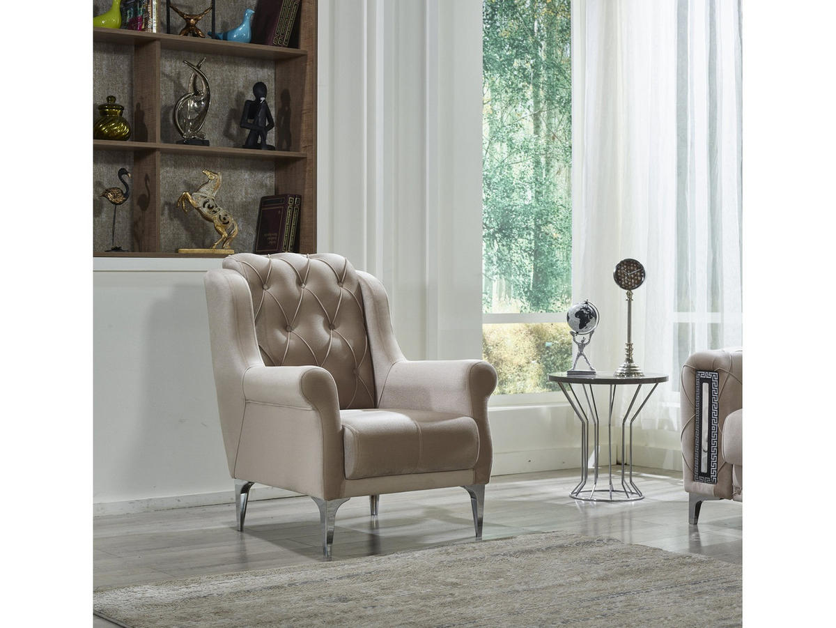 SITZGARNITUR Rosario, Beige Stellvariante 2+1+1 - Beige, Holzwerkstoff/Kunststoff (160/80/100cm)