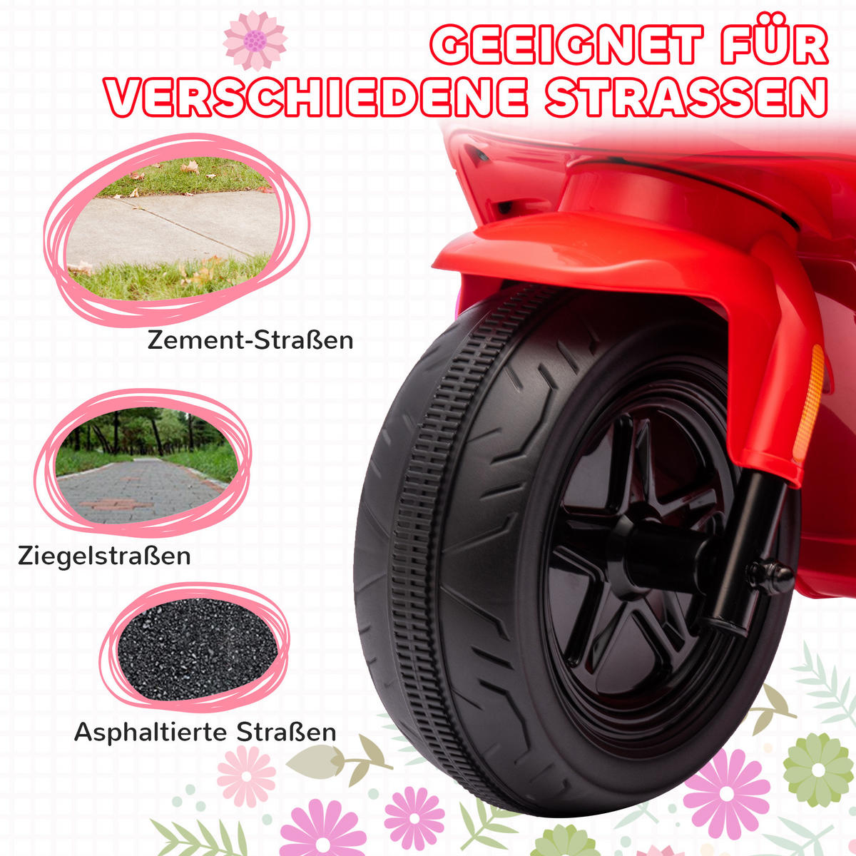 KINDER Elektro-Motorrad - Rot, Metall (90/39/61cm) - AIYAPLAY