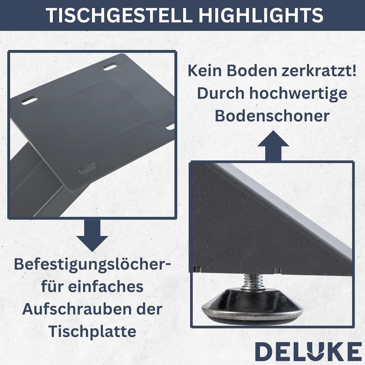 TISCHGESTELL Metall SIDER Grau 72x70x120 cm - Grau, Metall (120/72/70cm) - DELUKE