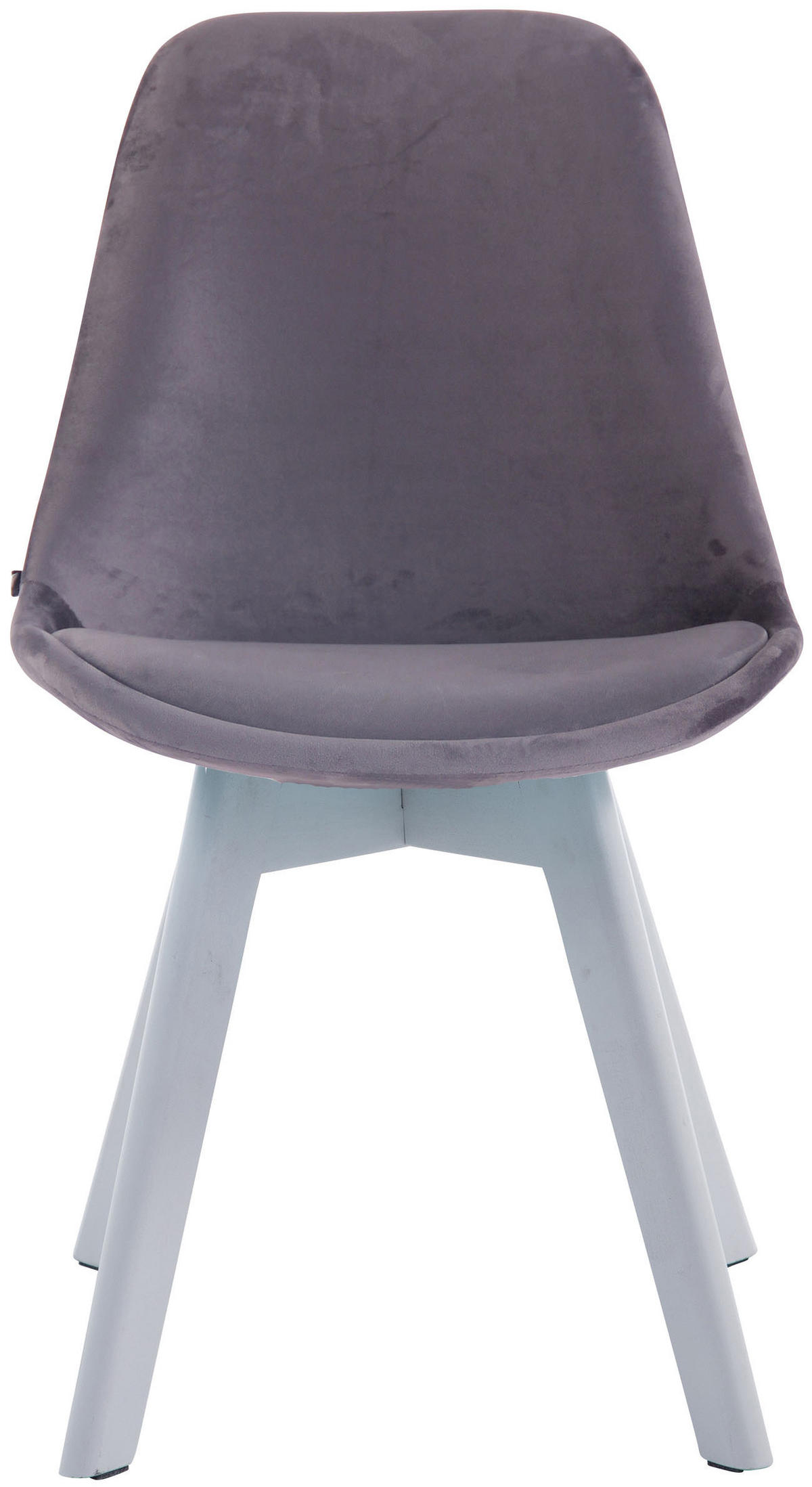 STUHL Samt dunkelgrau - Dunkelgrau/Weiß, Holz/Textil (48/84/55cm) - CLP