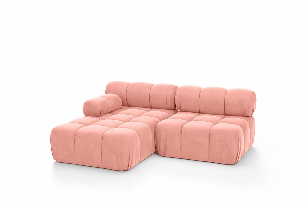 ECKSOFA L-Form Mini II Modular, Veloursstoff Salvador, Rosa, Links, Selia - Pink, Holz (190/160cm) - Kaiser Möbel