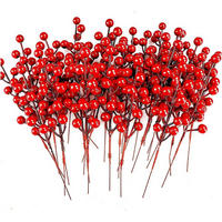 KÜNSTLICHE Beeren 20er Set Rot 17cm - Rot, Kunststoff (5cm)