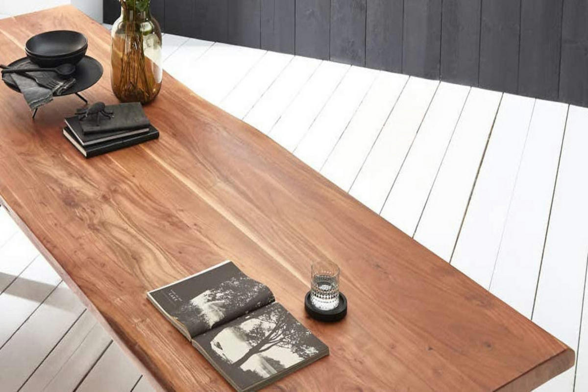 ESSTISCH VALIN - Beige/Schwarz, Holz/Metall (110/260/79cm) - SAM
