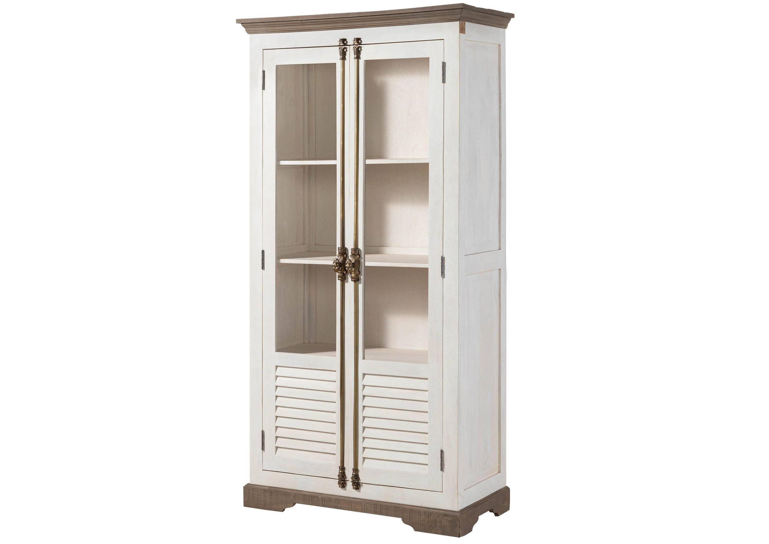 VITRINE Mango 97x45x190 weiß lackiert TOULOUSE #101 - Weiß, Holz (97/190/45cm) - Massivmoebel24