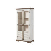 VITRINE Mango 97x45x190 weiß lackiert TOULOUSE #101 - Weiß, Holz (97/190/45cm) - Massivmoebel24