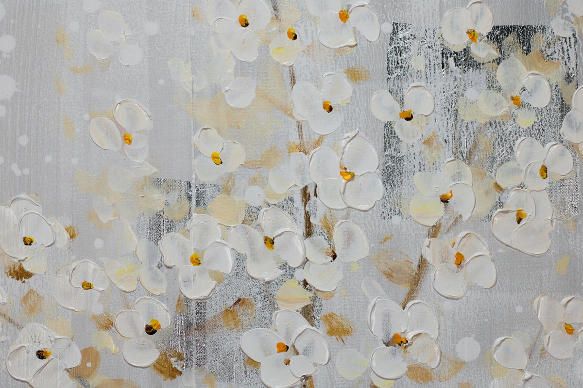 ACRYLBILD HANDGEMALT 80/120 cm - Weiß/Braun, Holz/Textil (2.06/120cm) - KUNSTLOFT