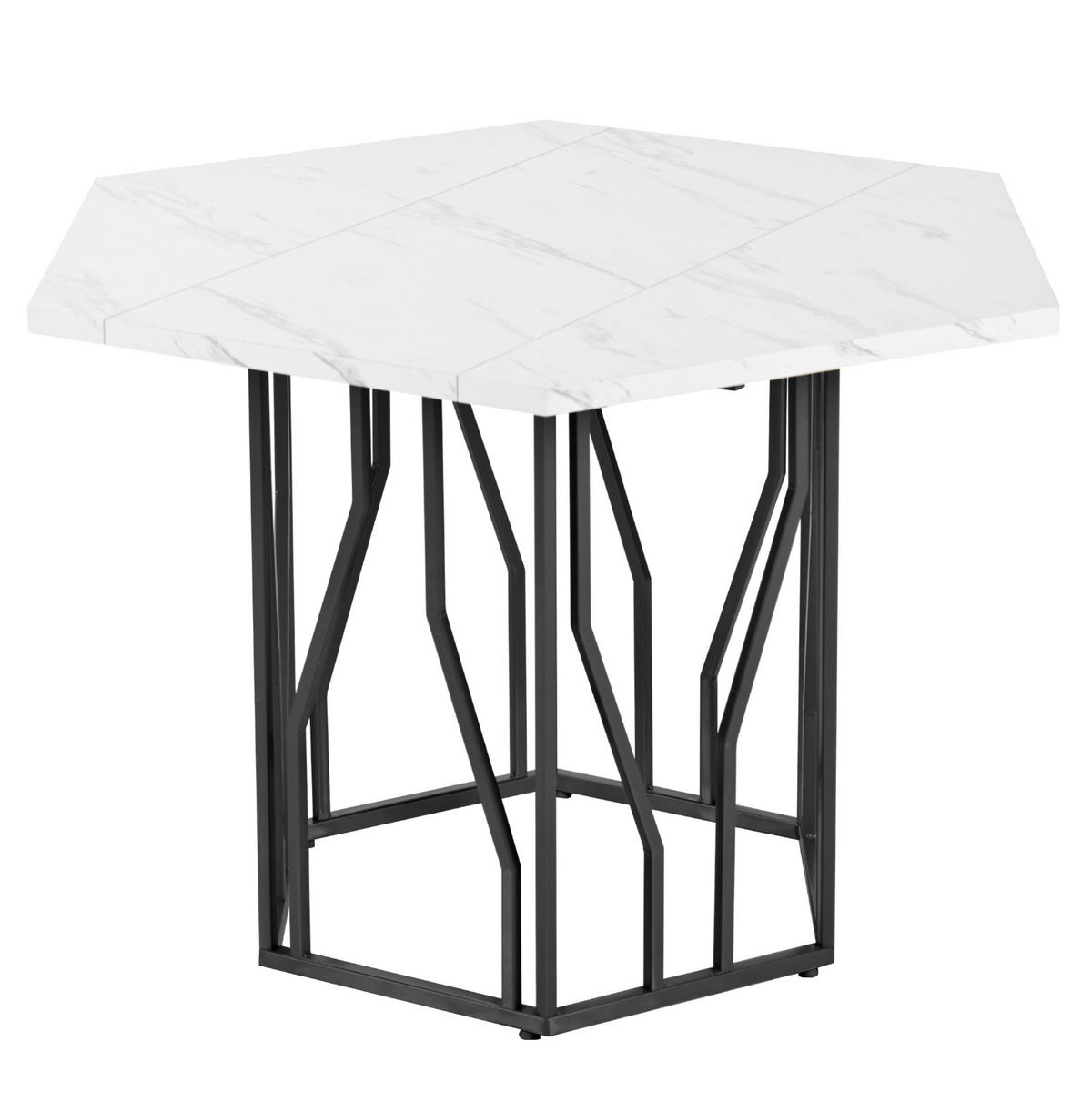 ESSTISCH 115x100x75 cm in Schwarz aus MDF mit Schwarz-Weiß Marmoroptik auf Metallgestell - Schwarz, Holzwerkstoff (100/115.5/75cm) - Modfu