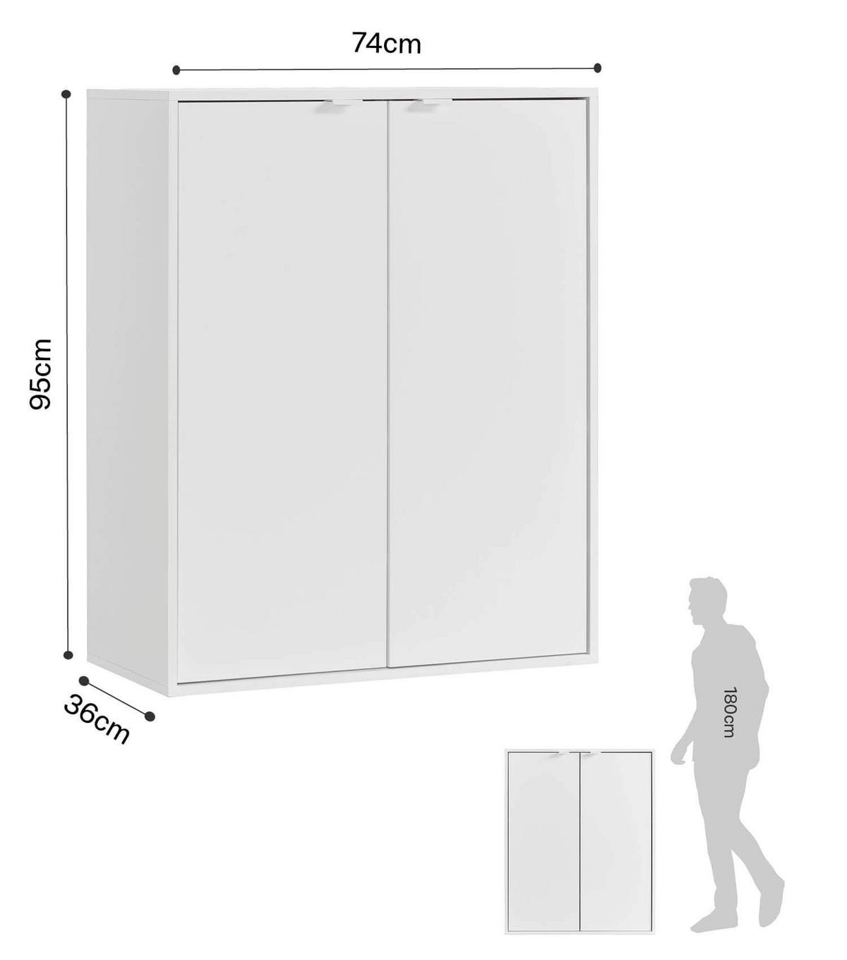 SCHUHSCHRANK Der Concierge - Weiß, Holzwerkstoff (74/95/36cm) - Mokebo