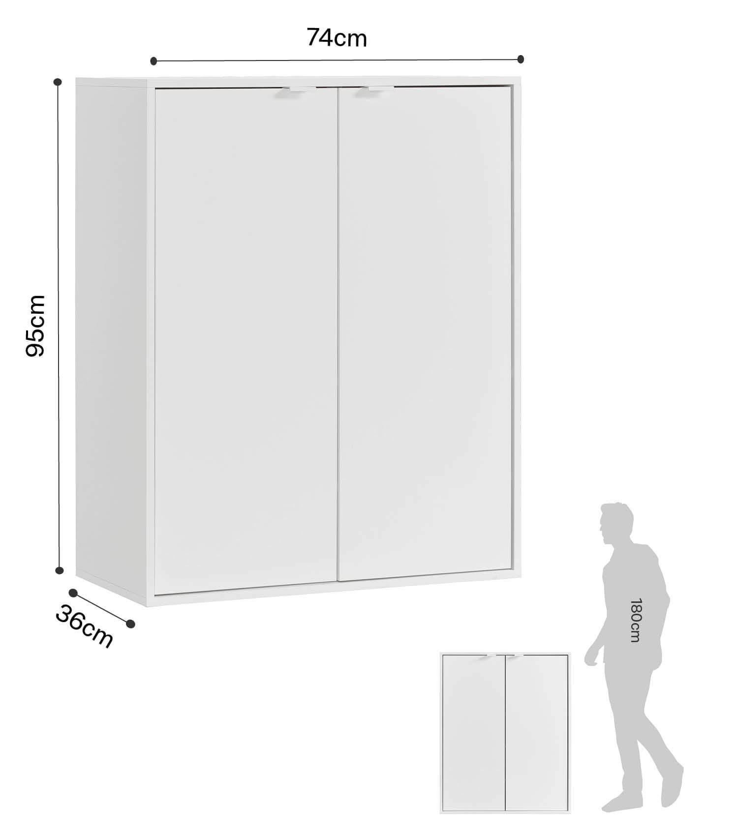 Thumbnail - Mokebo Schuhschrank, Weiß, Holzwerkstoff, 4 Fächer, 74x95x36 cm, Garderobe, Schuhaufbewahrung, Schuhschränke