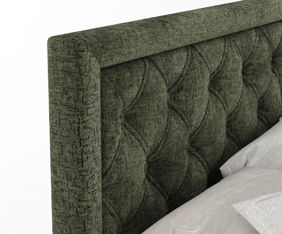 BOXSPRINGBETT Aurelia Olivenfarbe 180/200 cm - Schwarz/Olivgrün, Holz/Holzwerkstoff (180/200cm) - Maison de Reve