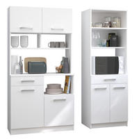 BUFFET in weiß Set mit Küchenschrank, Single-Küche 2-teilig - Silberfarben/Weiß, Holzwerkstoff/Kunststoff (160/177/42cm) - Parisot Meuble