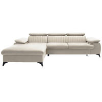 ECKSOFA 280 cm Xanto M, Schlaffunktion, verstellbaren Kopfstützen, Links, Creme - Creme, Holz (280/193cm) - Emporius