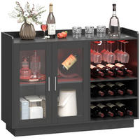 WEINREGAL, LED, verstellbarer Boden, Holz/Glas, schwarz, 120x38x88cm - Multicolor, Metall (120/88/38cm) - FORIOUS