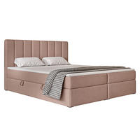 BOXBETT LEO 180/200 cm mit Matratze und Topper, Zartrosa - Hellrosa/Schwarz, Holzwerkstoff/Kunststoff (180/200cm) - Idohome