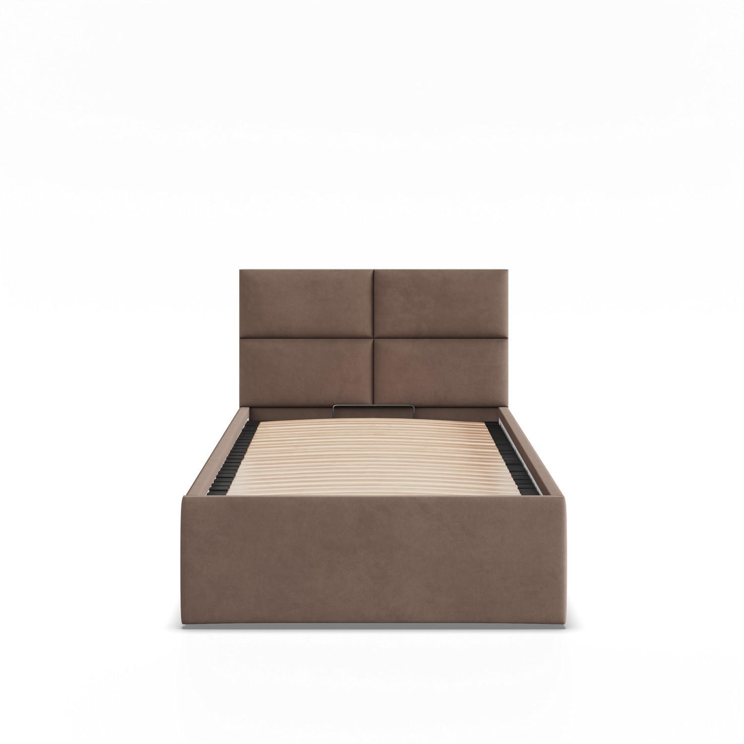 POLSTERBETT MIT KOPFTEIL 90x200 ohne Bettkasten BORGO, Braun - Braun, Textil (90/200cm) - Mebligo