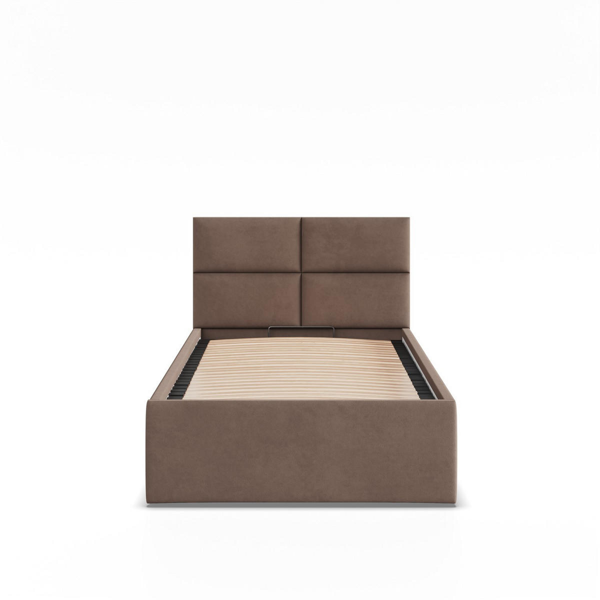 POLSTERBETT MIT KOPFTEIL 90x200 ohne Bettkasten BORGO, Braun - Braun, Textil (90/200cm) - Mebligo