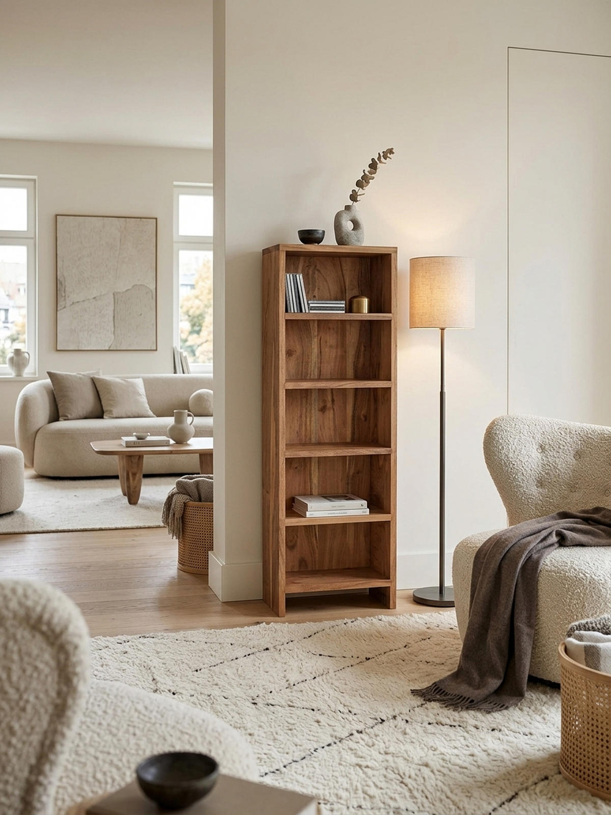 CD-REGAL Massivholz Pflegeleicht 90cm, Beige 30x17x90 cm - Beige, Holz (30/90/17cm) - KADIMA DESIGN