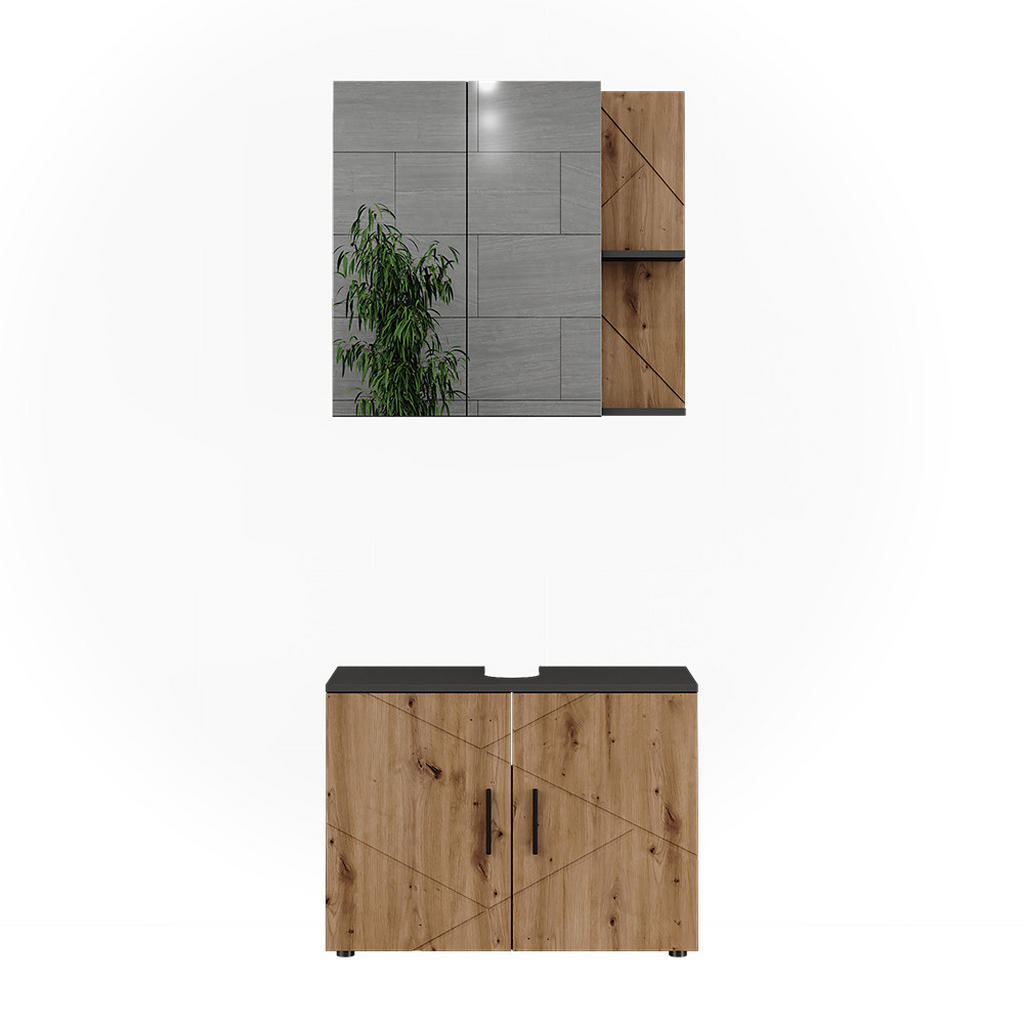 SET DE MOBILIER DE BAIE Irma, antracit/Stejar auriu, 2 piese