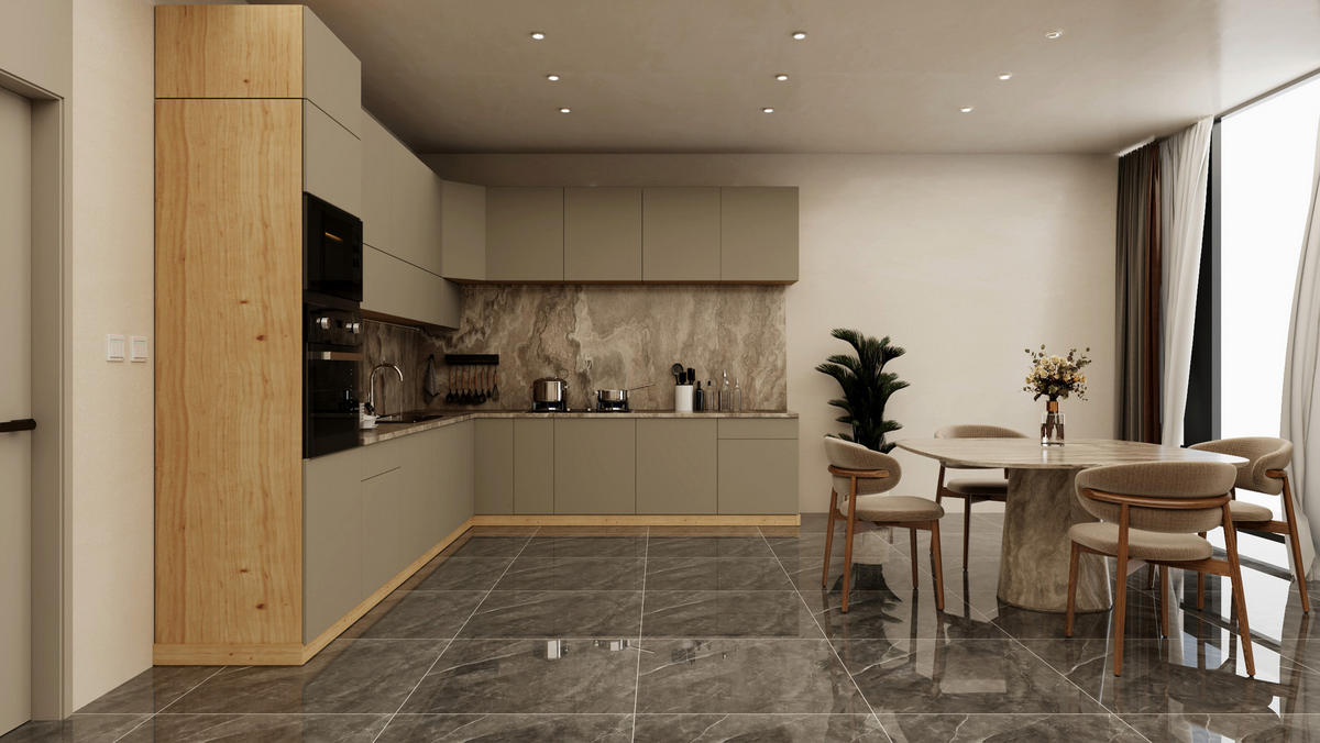 WINKELKÜCHE – Küchenzeile 360 x 300 cm VELORA – KU-S52 – Beige - Beige, Holzwerkstoff (360/248/300cm) - hi-markt