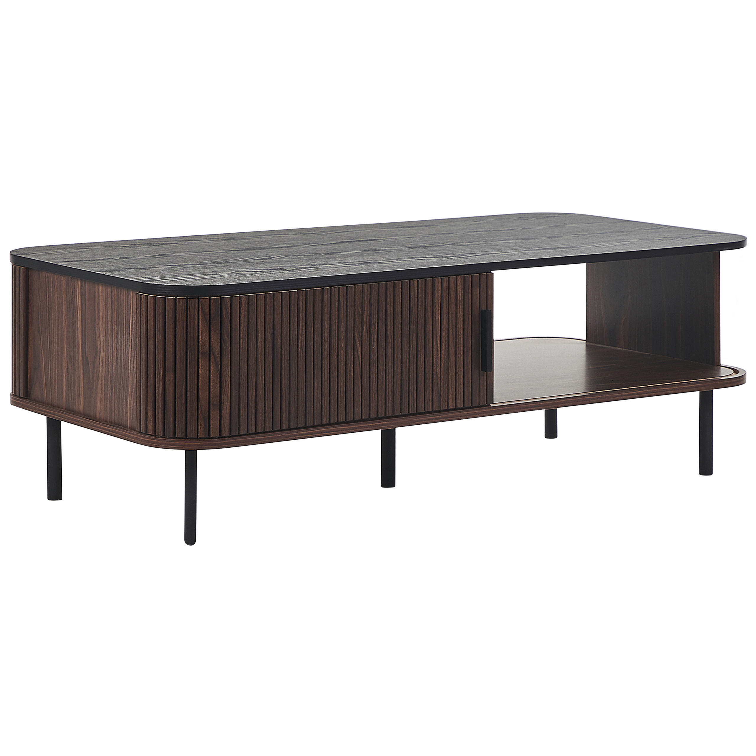 COUCHTISCH dunkler Holzfarbton/schwarz 120/60 cm Jose - Dunkelbraun/Schwarz, Holzwerkstoff (60/120/41cm) - Beliani
