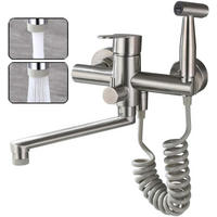 KÜCHENARMATUR, 360° drehbar, 2 Strahlarten, aus lebensmittelechtem 304 Edelstahl, gebürstetes Nickel - Silberfarben, Metall (21.5/22/28cm) - TVTIUO