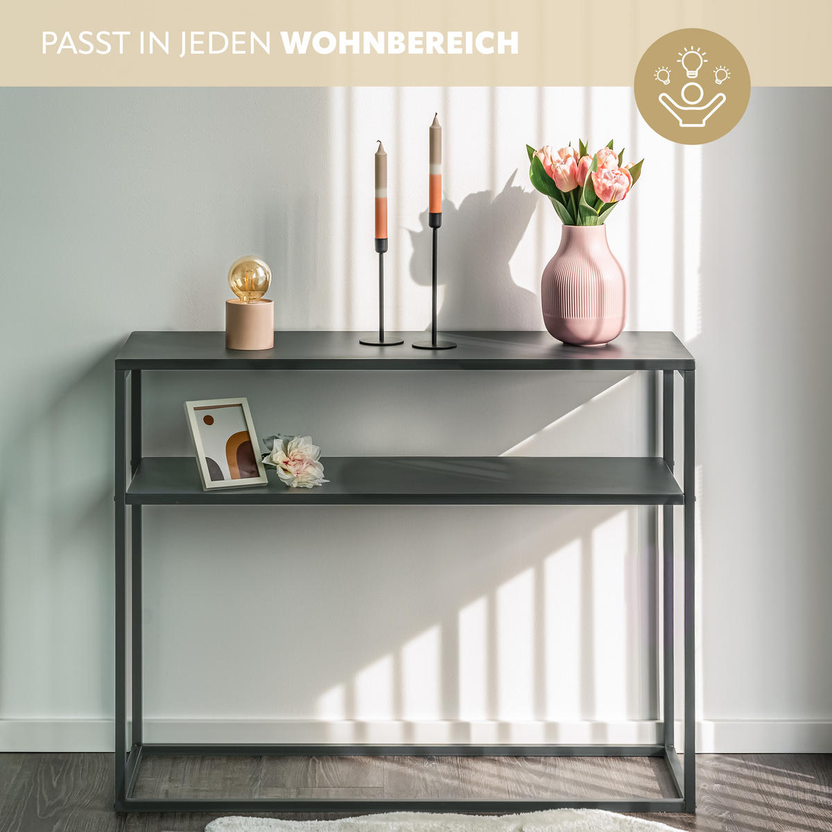 KONSOLENTISCH, grau, Metall - Grau, Metall (33.5/100/79.5cm) - bremermann