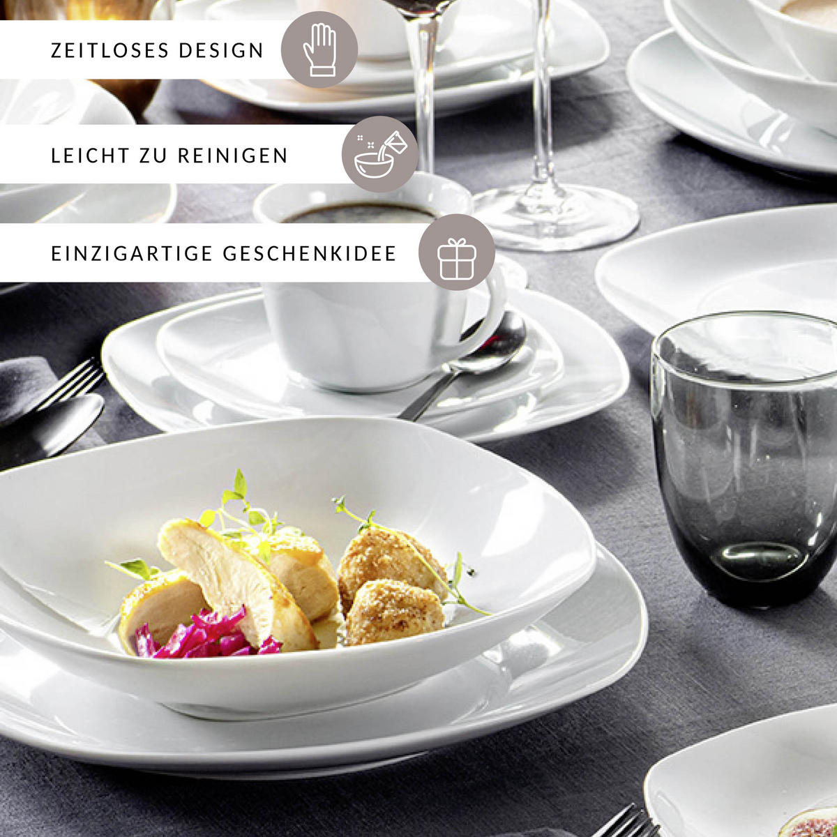 SUPPENTELLER SET BILGOLA - 6 teilig aus Porzellan - Weiß, Keramik (21.5cm) - Sänger