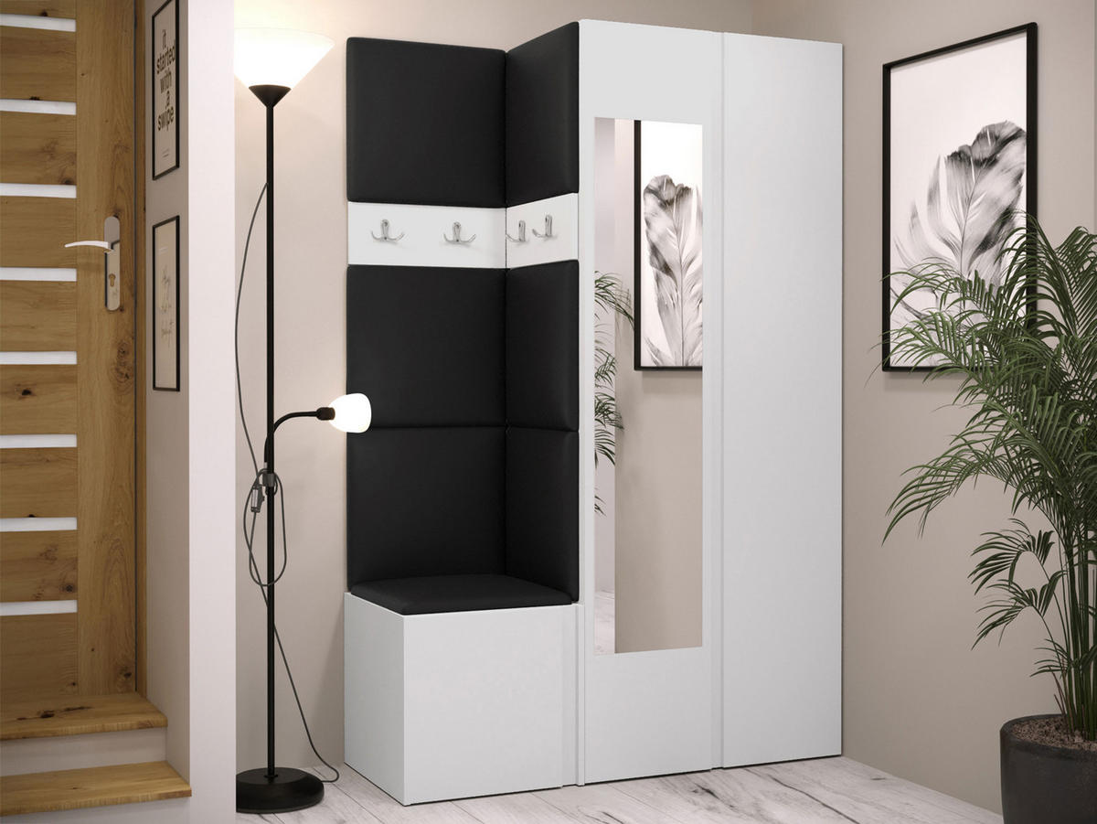 GARDEROBEN-SET Orion XXVI - Schwarz/Weiß, Holzwerkstoff/Kunststoff (116/186/46cm) - MIRJAN24