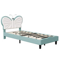 POLSTERBETT 90x200cm Blau Mit LED-Leselampe & Verstellbarem Kopfteil - Blau, Holz (90/200cm)