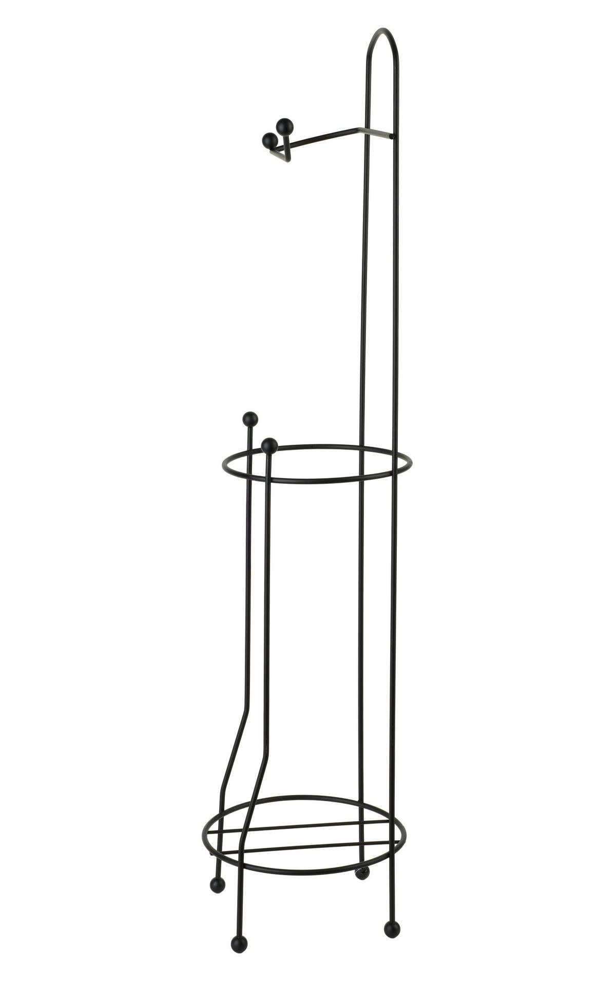 STOJAN NA TOALETNÍ PAPÍR S WC ŠTĚTKOU, kov, černá, 15,7/15,7/66 cm - černá, kov (20/70/20cm) - Mondex